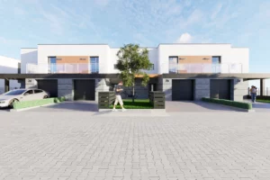 Widok na całą elewację frontową - Mieszkania na sprzedaż w Mikorzynie blisko Kępna . Osiedle Zielone Wzgórze